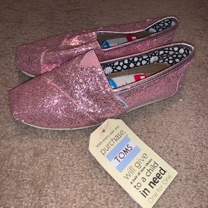 Pink Glitter Toms (Classic) NWT